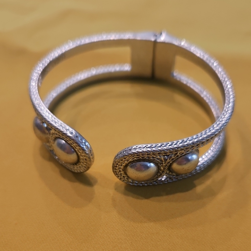 Lucky Brand Silver-Tone Chain Hinged Style Cuff Bracelet